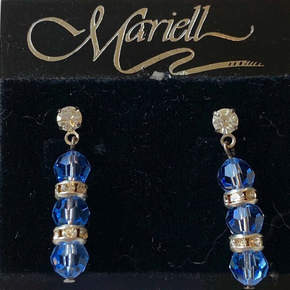 Mariell Silver, Blue, and CZ Dangling Earrings